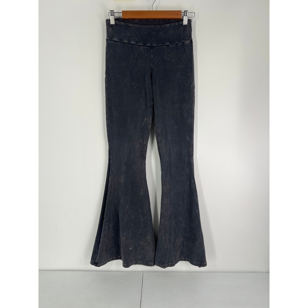 Chatoyant Women Size S Mineral‎ Wash Flare Leggings Gray High Waist Bell Bottoms